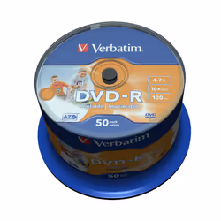 Verbatim 43533, DVD-R, 120 mm, Printable, Spindle, 50 pc(s), 4.7 GB