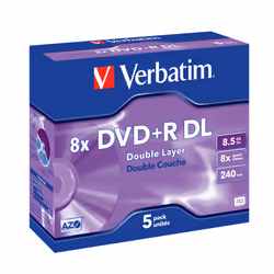 Verbatim VB-DPD55JC, DVD+R DL, 120 mm, Jewel case, 5 pc(s), 8.5 GB