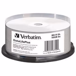 Verbatim DataLifePlus, 50 GB, BD-R, Spindle, 25 pc(s)