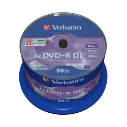 Verbatim DVD+R Double Layer 8x Matt Silver 50pk Spindle