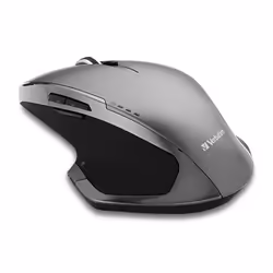 Verbatim 8-Button Wireless Blue LED Mouse, Blue LED, RF Wireless, 1600 DPI, Black, Grey
