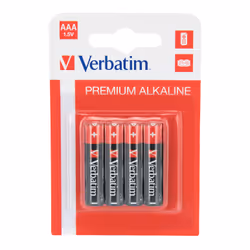 Verbatim AAA 4 Blister Pack Alkaline Batteries, Single-use battery, Alkaline, 1.5 V, 4 pc(s), Multicolour, 11 g