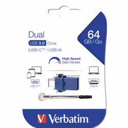 Verbatim Dual - USB 3.0 Drive 64 GB - USB-C / USB-A - Blue - Additional view 5