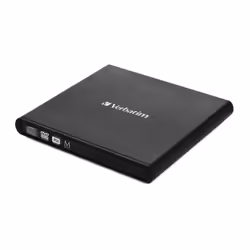 Verbatim External Slimline CD/DVD Writer, Black, Tray, Horizontal, Laptop, DVD±RW, USB 2.0
