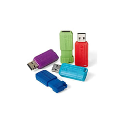 Verbatim 32GB USB, Retractable,5 PK Green,Blue,Red Purple,Cyan