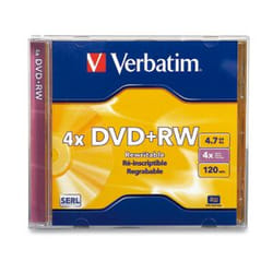 Verbatim DVD+RW 4.7GB 4X Branded 1pk Jewel Case 1 pc(s)