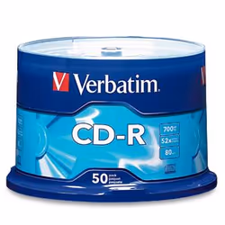 Verbatim Standard 120mm CD-R Media, 52x, CD-R, 700 MB, Cakebox, 50 pc(s)
