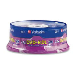Verbatim DVD+R DL 8.5GB 2.4X Branded 20pk Spindle 20 pc(s)