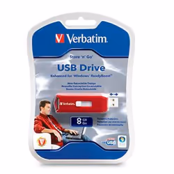 Verbatim 8GB Store 'n' Go, 8 GB, USB Type-A, 2.0, Slide, Red