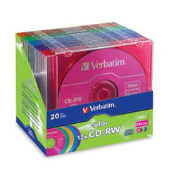 Verbatim CD-RW 80MIN 700MB 12X Color 20pk Matching Color Slim Cases 20 pc(s)