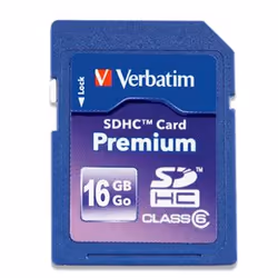 Verbatim Premium SDHC Card™ 16GB, 16 GB, SDHC, 20 MB/s, 9 MB/s, Blue