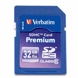 Verbatim Premium SDHC Card™ 32GB, 32 GB, SDHC, 20 MB/s, 9 MB/s, Blue