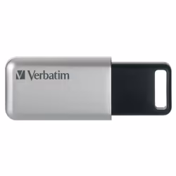 Verbatim Secure Pro - USB 3.0 Drive 64 GB - Silver, 64 GB, USB Type-A, 3.2 Gen 1 (3.1 Gen 1), 35 MB/s, Cap, Black, Grey