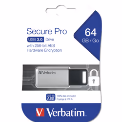 Verbatim Secure Pro - USB 3.0 Drive 64 GB - Silver