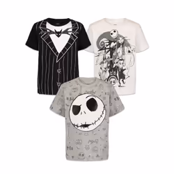 Disney Nightmare Before Christmas Jack Skellington Oogie Boogie Sally Toddler Boys 3 Pack T-Shirts 4T