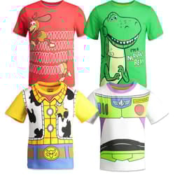 Disney Pixar Toy Story Buzz Lightyear Woody Rex Slinky Dog Big Boys 4 Pack T-Shirts Multi 14