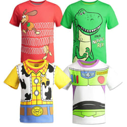 Disney Pixar Toy Story Buzz Lightyear Woody Rex Slinky Dog Big Boys 4 Pack T-Shirts Multi 16