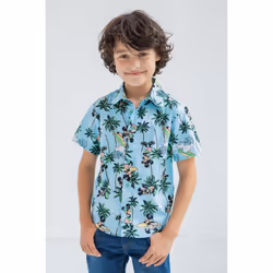 Disney Mickey Mouse Big Boys Hawaiian Button Down Dress Shirt 14-16