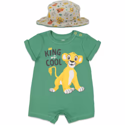 Disney Lion King Simba Newborn Baby Boys Romper and Bucket Sun Hat Green 0-3 Months