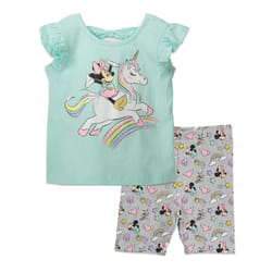Disney Minnie Mouse Little Girls T-Shirt and Bike Shorts Outfit Set Ra