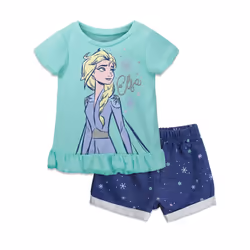 Disney Frozen Elsa Toddler Girls T-Shirt and French Terry Shorts Outfi