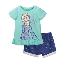 Disney Frozen Elsa Toddler Girls T-Shirt and French Terry Shorts Outfi