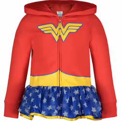 Warner Bros. Justice League Wonder Woman Little Girls Zip Up Costume Hoodie Red 7-8
