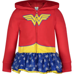 Warner Bros. Justice League Wonder Woman Little Girls Zip Up Costume Hoodie Red 7-8