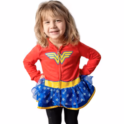 Warner Bros. Justice League Wonder Woman Little Girls Zip Up Costume Hoodie Red 7-8