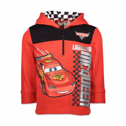 Disney Pixar Cars Lightning McQueen Toddler Boys Half-Zip Hoodie Red 3