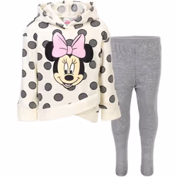 Disney Minnie Mouse Little Girls Pullover Crossover Hoodie and Legging