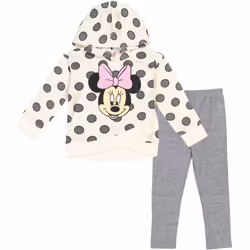 Disney Minnie Mouse Little Girls Pullover Crossover Hoodie and Legging