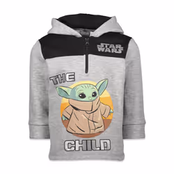 STAR WARS The Child Little Boys Fleece Half Zip Pullover Hoodie Gray 6