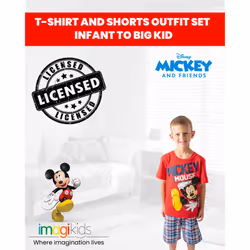 Disney Mickey Mouse Big Boys T-Shirt and Shorts Outfit Set Plaid Red 1