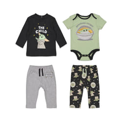 STAR WARS The Mandalorian The Child Baby Boys 4 Piece Layette Set: Bodysuit T-Shirt Pants Mix N' Match 0-3 Months