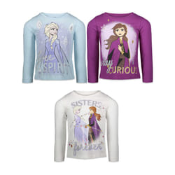 Disney Frozen Elsa Princess Anna Little Girls 3 Pack Long Sleeve T-Shi