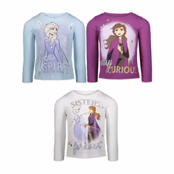Disney Frozen Elsa Princess Anna Toddler Girls 3 Pack Long Sleeve T-Sh