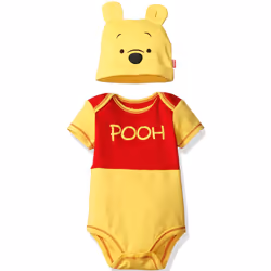 Disney Boys' Winnie the Pooh Bodysuit with Cap Set Yellow 0/3M