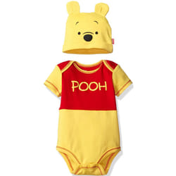 Disney Boys' Winnie the Pooh Bodysuit with Cap Set Yellow 0/3M