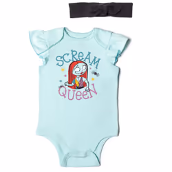 Disney Nightmare Before Christmas Sally Infant Baby Girls Bodysuit Pants and Headband 3 Piece Set Blue 12 Months