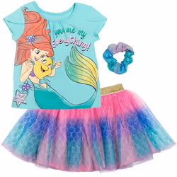 Disney Princess Ariel Toddler Girls Graphic T-Shirt Mesh Skirt and Scr