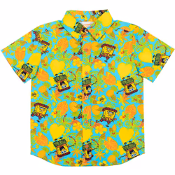 Nickelodeon Spongebob Squarepants Big Boys Hawaiian Button Down Shirt