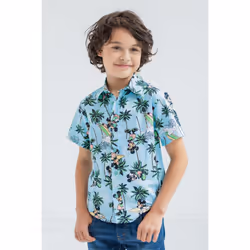 Disney Mickey Mouse Big Boys Hawaiian Button Down Dress Shirt 18-20