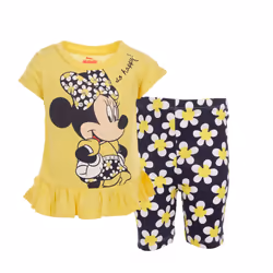 Disney Minnie Mouse Big Girls T-Shirt and Bike Shorts Outfit Set Flora