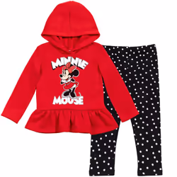 Disney Minnie Mouse Little Girls Fleece Pullover Peplum Hoodie Legging