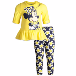 Disney Minnie Mouse Floral Infant Baby Girls Peplum T-Shirt and Leggin