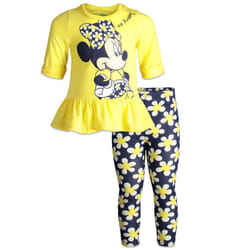 Disney Minnie Mouse Floral Toddler Girls Peplum T-Shirt and Leggings O