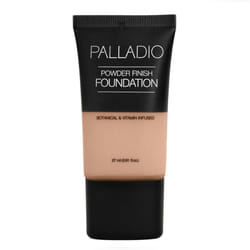 Powder Finish Liquid Foundation, Natural Matte Appearance, Reduces Fine Lines, Covers Large Pores, Hides Imperfections, All Day Wear, Sheer to Medium