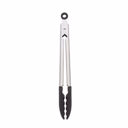 KitchenAid Silicone Tipped Stainless Steel Tongs  12 Inch  Black