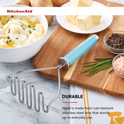 KitchenAid Gourmet Stainless Steel Wire Masher  10.24-Inch  Aqua Sky